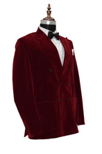 Load image into Gallery viewer, Men Maroon Smoking Jacket Dinner Party Wear Coat - TrendsfashionIN
