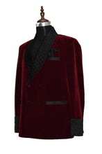 Load image into Gallery viewer, Men Maroon Smoking Jacket Dinner Party Wear Blazer - TrendsfashionIN

