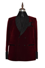 Load image into Gallery viewer, Men Maroon Smoking Jacket Dinner Party Wear Blazer - TrendsfashionIN
