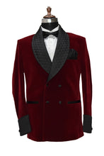 Load image into Gallery viewer, Men Maroon Smoking Jacket Wedding Party Wear Blazer - TrendsfashionIN
