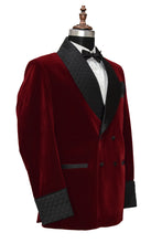 Load image into Gallery viewer, Men Maroon Smoking Jacket Wedding Party Wear Blazer - TrendsfashionIN
