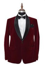 Load image into Gallery viewer, Men Maroon Smoking Jacket Dinner Party Wear Blazer - TrendsfashionIN
