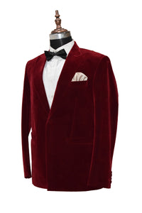 Men Maroon Smoking Jacket Dinner Party Wear Coat - TrendsfashionIN