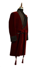 Load image into Gallery viewer, Men Maroon Smoking Jacket Dinner Party Wear Long Coat - TrendsfashionIN
