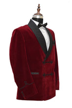 Load image into Gallery viewer, Men Maroon Smoking Jacket Wedding Party Wear Blazer - TrendsfashionIN
