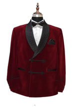 Load image into Gallery viewer, Men Maroon Smoking Jacket Wedding Party Wear Blazer - TrendsfashionIN
