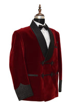 Load image into Gallery viewer, Men Maroon Smoking Jacket Wedding Blazer Coats - TrendsfashionIN
