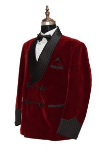 Men Maroon Smoking Jacket Wedding Blazer Coats - TrendsfashionIN