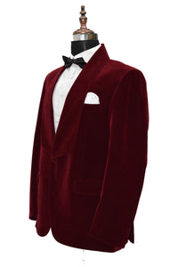 Men Maroon Smoking Jacket Dinner Party Wear Coat - TrendsfashionIN