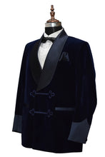Load image into Gallery viewer, Men Navy Blue Smoking Jacket Dinner Party Wear Blazer - TrendsfashionIN
