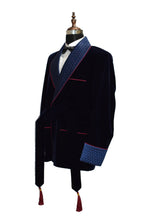 Load image into Gallery viewer, Men Navy Blue Smoking Jackets Dinner Party Wear Coat - TrendsfashionIN
