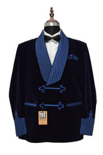 Load image into Gallery viewer, Man Navy Blue Smoking Jackets Dinner Party Wear Coat
