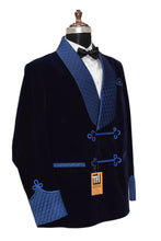 Load image into Gallery viewer, Man Navy Blue Smoking Jackets Dinner Party Wear Coat
