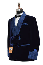 Load image into Gallery viewer, Man Navy Blue Smoking Jackets Dinner Party Wear Coat
