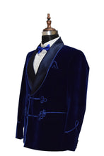 Load image into Gallery viewer, Men Navy Blue Smoking Jacket Dinner Party Wear Blazer - TrendsfashionIN
