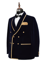 Load image into Gallery viewer, Men Navy Blue Smoking Jacket Dinner Wedding Coats - TrendsfashionIN
