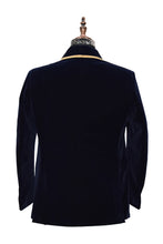 Load image into Gallery viewer, Men Navy Blue Smoking Jacket Dinner Wedding Coats - TrendsfashionIN
