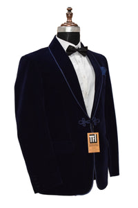 Man Navy Blue Smoking Jacket Dinner Party Wear Coat