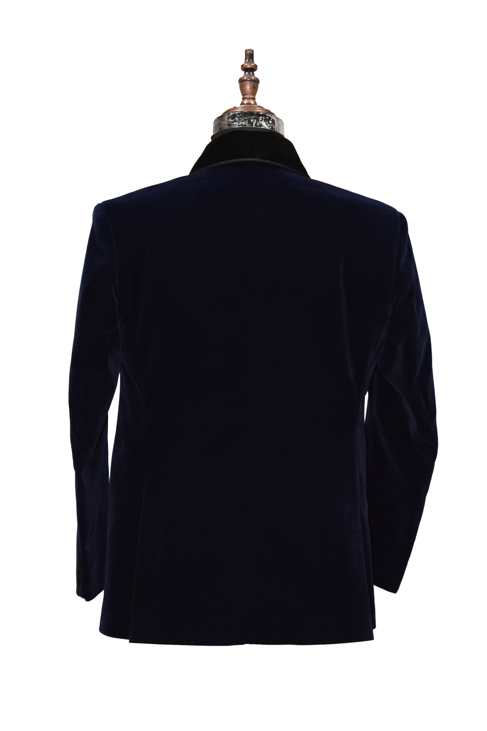 Men Navy Blue Smoking Jacket Dinner Party Wear Coat - TrendsfashionIN