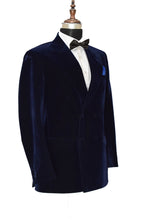 Load image into Gallery viewer, Men Navy Blue Smoking Jacket Dinner Party Wear Coat - TrendsfashionIN
