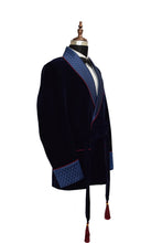 Load image into Gallery viewer, Men Navy Blue Smoking Jackets Dinner Party Wear Coat - TrendsfashionIN
