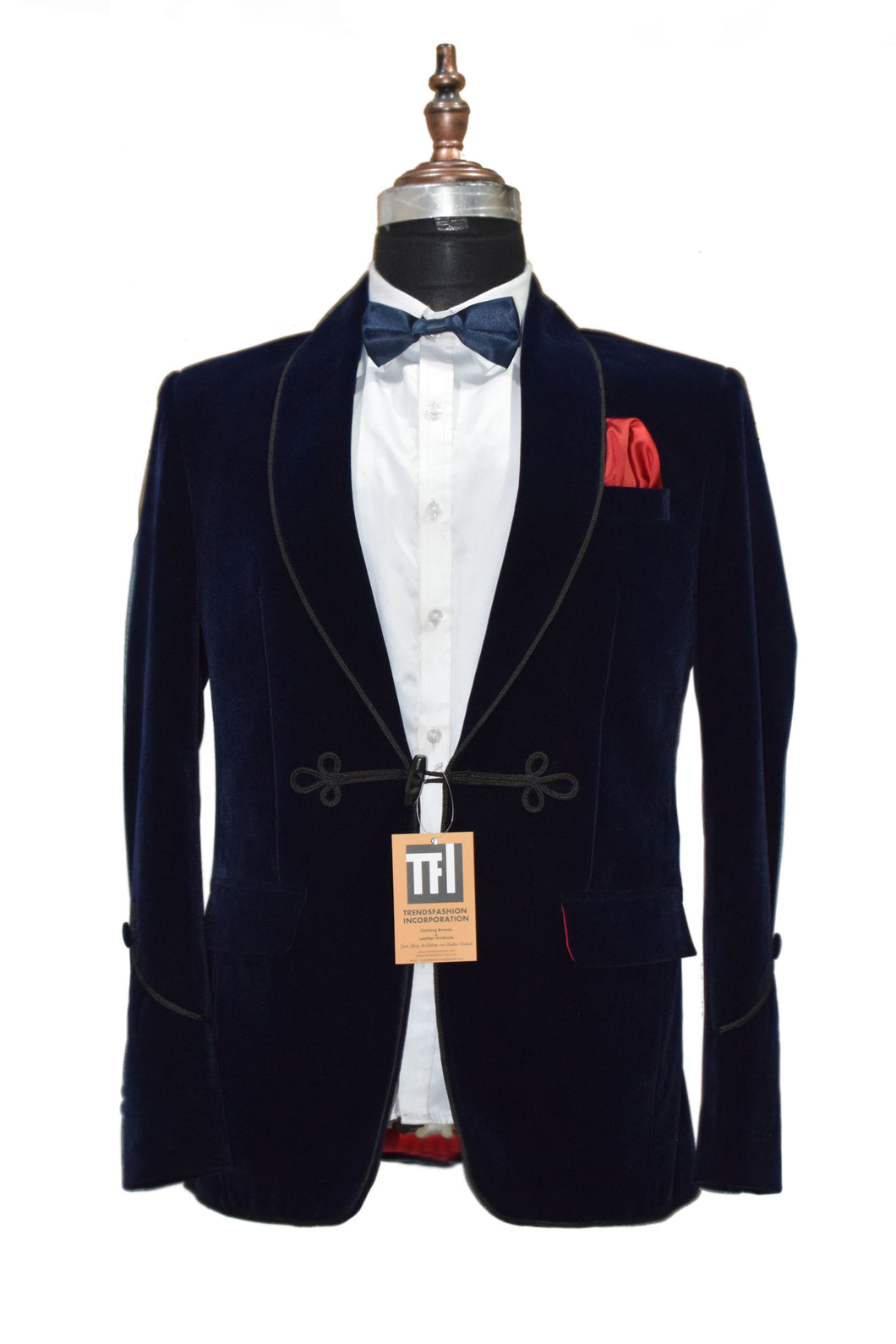 Man Navy Blue Smoking Jacket Dinner Party Wear Coat