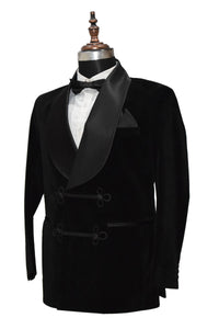 Men Black Smoking Jacket Dinner Party Wear Blazer - TrendsfashionIN