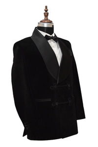 Men Black Smoking Jacket Dinner Party Wear Blazer - TrendsfashionIN