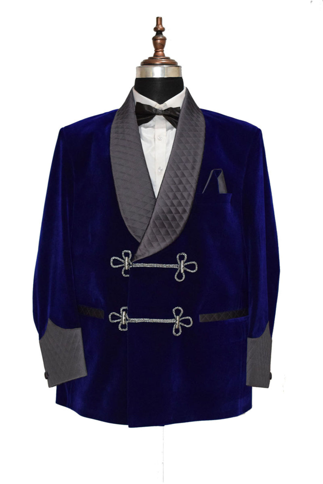 Men Royal Blue Smoking Jacket Dinner Party Wear Coats - TrendsfashionIN