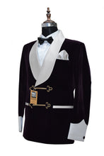 Load image into Gallery viewer, Man Purple Smoking Jacket Blazers Dinner Party Wear Blazers
