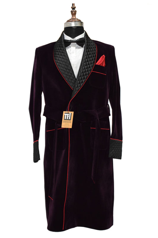 Men Purple Smoking Jacket Designer Party Wear Long Coat - TrendsfashionIN