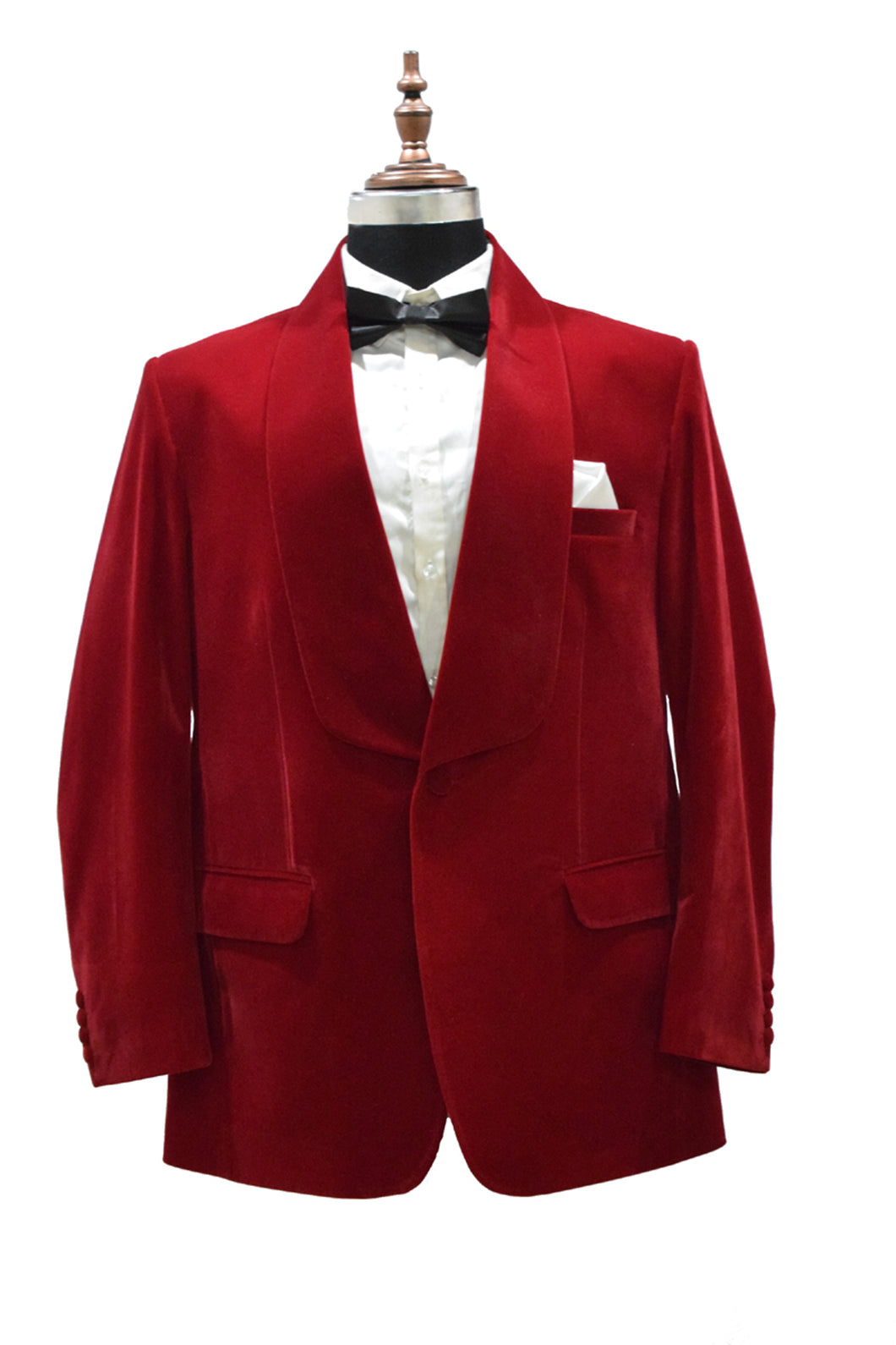 Men Red Smoking Jacket Dinner Party Wear Blazer - TrendsfashionIN
