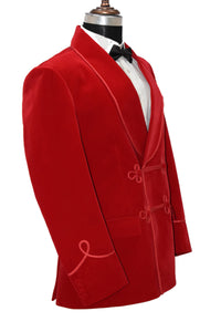 Men Red Smoking Jacket Dinner Party Wear Coat - TrendsfashionIN