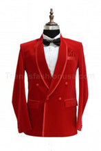 Load image into Gallery viewer, Men Red Smoking Jacket Dinner Party Wear Coat - TrendsfashionIN
