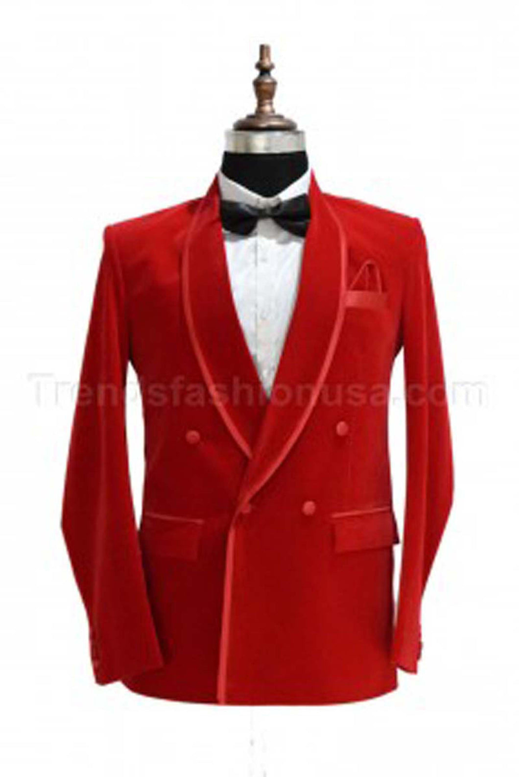 Men Red Smoking Jacket Dinner Party Wear Coat - TrendsfashionIN