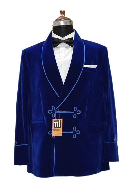 Men Royal Blue Smoking Jackets Dinner Party Wear Coats - TrendsfashionIN