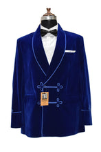 Load image into Gallery viewer, Man Royal Blue Smoking Jackets Dinner Party Wear Coats
