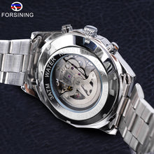 Load image into Gallery viewer, Forsining 2021 Stainless Steel Waterproof Mens Skeleton Watches Top Brand Luxury Transparent Mechanical Sport Male Wrist Watches
