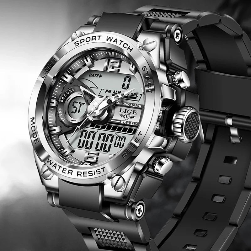 Men Military Watch 50m Waterproof Wristwatch LED Quartz - TrendsfashionIN