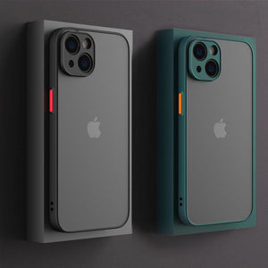 Shockproof Armor Matte Case For iPhone 13 12 11 Pro Max XR XS X 7 8 Plus SE Mini Luxury Silicone Bumper Clear Hard PC Cover Capa