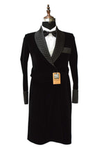 Load image into Gallery viewer, Women Black Smoking Gown Designer Party Wear Long Coat
