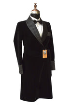 Load image into Gallery viewer, Women Black Smoking Gown Designer Party Wear Long Coat
