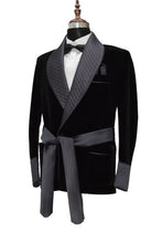 Load image into Gallery viewer, Men Black Smoking Jacket Dinner Party Wear Blazer - TrendsfashionIN
