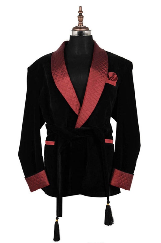 Men Black Smoking Jackets Robes Designer Party Wear Coat - TrendsfashionIN
