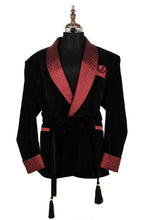 Load image into Gallery viewer, Man Black Smoking Jackets Robes Designer Party Wear Coat
