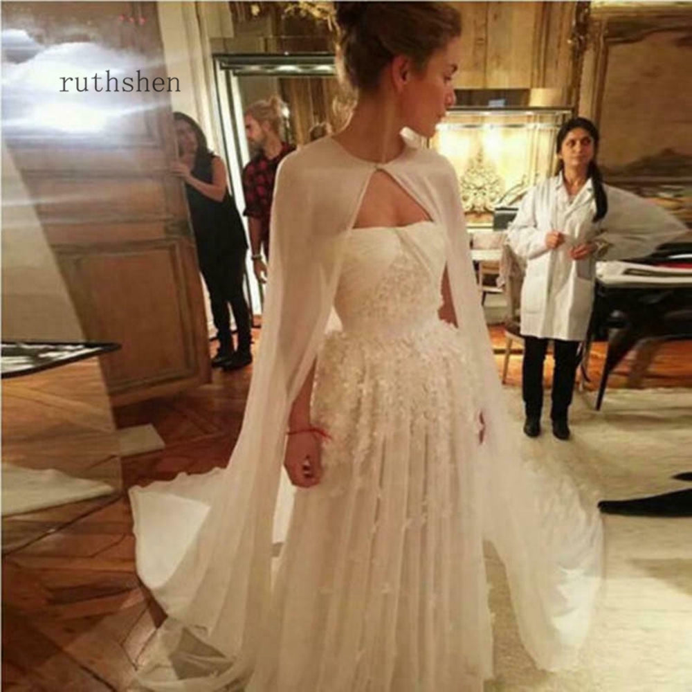 Wedding Cape Chiffon Bridal Long Cloaks Plus Wraps - TrendsfashionIN