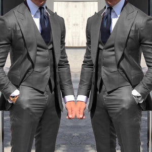 Men 3 Piece Wedding Groom Tuxedos Business Suit(Jacket+Pants+Vest) - TrendsfashionIN