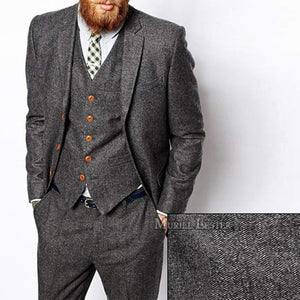 Men Winter Tweed Fabric Business Suits - TrendsfashionIN