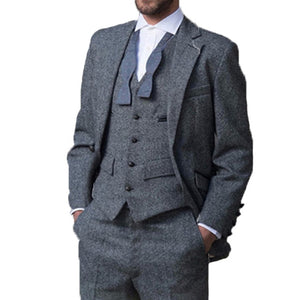 Men Winter Tweed Fabric Business Suits - TrendsfashionIN
