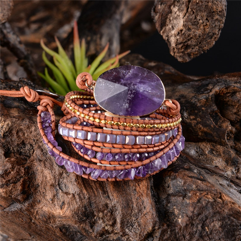Handmade 5X Leather Wrap Beaded Bracelet Jewelry - TrendsfashionIN